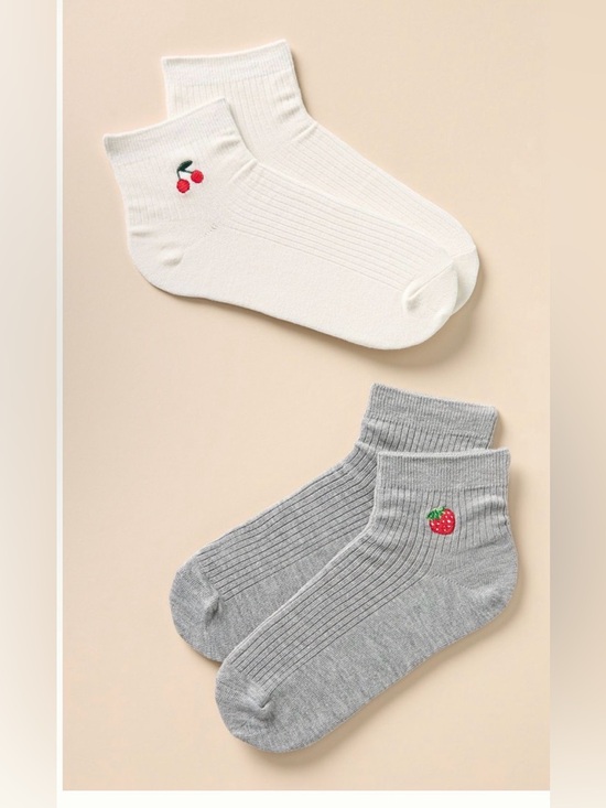 Anthropologie Accessories - Anthropologie trouser icon cherry strawberry embroidered socks